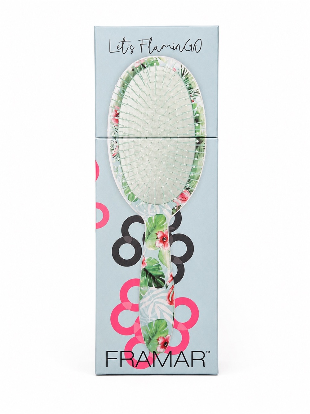 Framar Let’s FlaminGO Detangling Hair Brush Tropical Floral NIB Wet & Dry